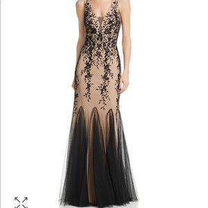 Aqua Embroidered Lace Gown